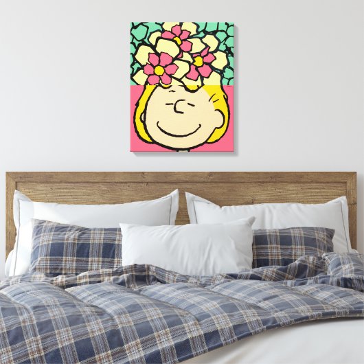 Peanuts | Sally half & half bloemen Canvas Afdruk (Insitu (Slaapkamer))