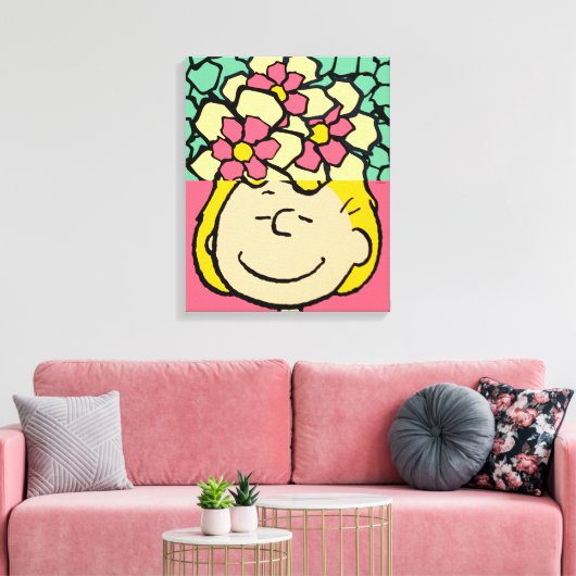 Peanuts | Sally half & half bloemen Canvas Afdruk (Insitu (Woonkamer))