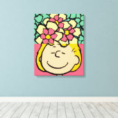 Peanuts | Sally half & half bloemen Canvas Afdruk (Insitu (Houten vloer))