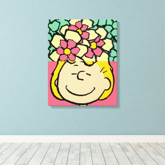 Peanuts | Sally half & half bloemen Canvas Afdruk (Insitu (Houten vloer))