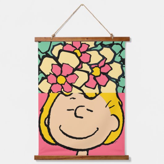 Peanuts | Sally half & half bloemen Hangend Wandkleed (Voorkant)