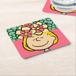 Peanuts   Sally half & half bloemen Kartonnen Onderzetters