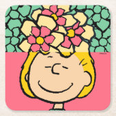 Peanuts | Sally half & half bloemen Kartonnen Onderzetters (Voorkant)