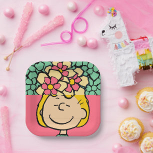 Peanuts   Sally half & half bloemen Papieren Bordje