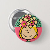 Peanuts | Sally half & half bloemen Ronde Button 5,7 Cm (Voorkant /achterkant)