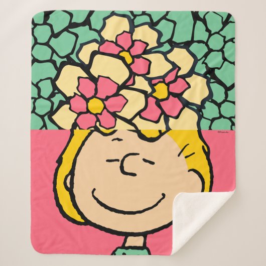 Peanuts | Sally half & half bloemen Sherpa Deken (Voorkant)