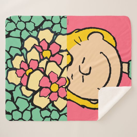 Peanuts | Sally half & half bloemen Sherpa Deken (Voorkant (horizontaal))