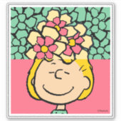 Peanuts | Sally half & half bloemen Sticker (Voorkant)