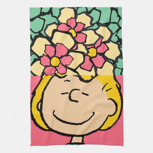 Peanuts | Sally half & half bloemen Theedoek (Verticaal)