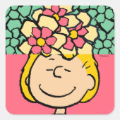 Peanuts | Sally half & half bloemen Vierkante Sticker (Voorkant)