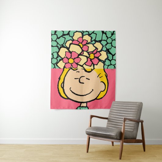 Peanuts | Sally half & half bloemen Wandkleed (In situ)