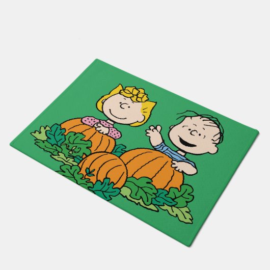 Peanuts | Sally & Linus in het pompoenveld Deurmat (Schuin)