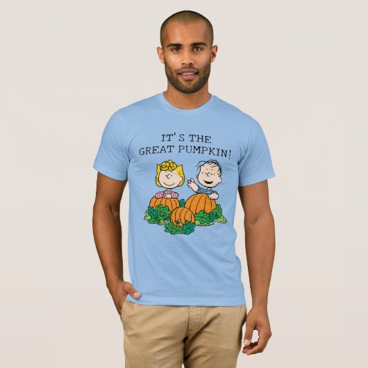 Peanuts | Sally & Linus in het pompoenveld T-shirt (Voorkant volledig)