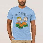 Peanuts | Sally & Linus in het pompoenveld T-shirt (Voorkant)