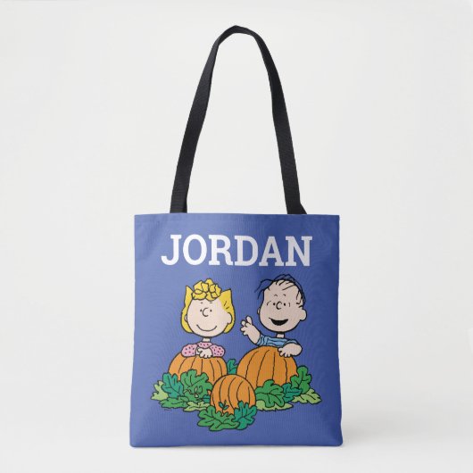 Peanuts | Sally & Linus in het pompoenveld Tote Bag (Voorkant)