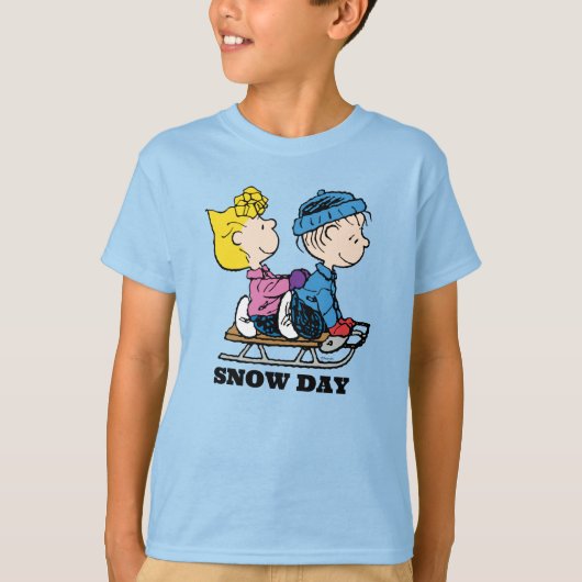 Peanuts | Sally & Linus Sled rijden T-shirt (Voorkant)
