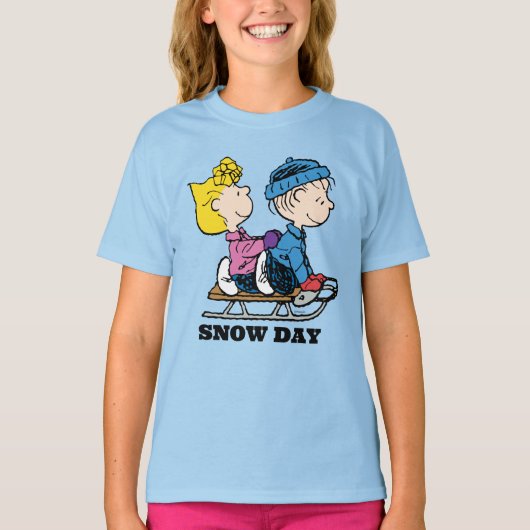 Peanuts | Sally & Linus Sled rijden T-shirt (Voorkant)