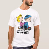 Peanuts | Sally & Linus Sled rijden T-shirt (Voorkant)