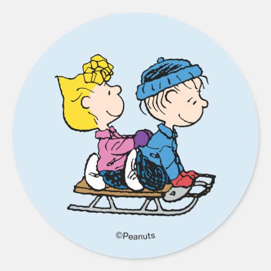 Peanuts | Sally & Linus sleeën Ronde Sticker (Voorkant)