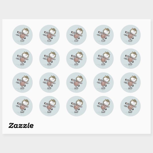 Peanuts | Sally On Ice Ronde Sticker (Vel)
