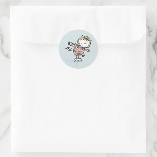 Peanuts | Sally On Ice Ronde Sticker (Tas)