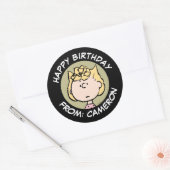Peanuts | Sally's Faces | Gefeliciteerd Ronde Sticker (Envelop)