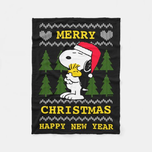 Peanuts Santa Claus Hug  Fleece Deken (Voorkant)
