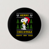 Peanuts Santa Claus Hug  Ronde Button 5,7 Cm (Voorkant)