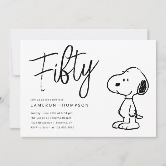 Peanuts Snoopy - 50ste verjaardag Kaart (Voorkant)
