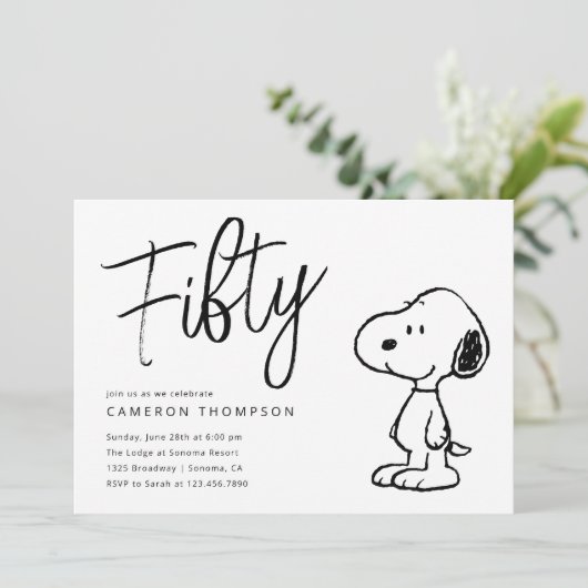 Peanuts Snoopy - 50ste verjaardag Kaart (Staand voorkant)