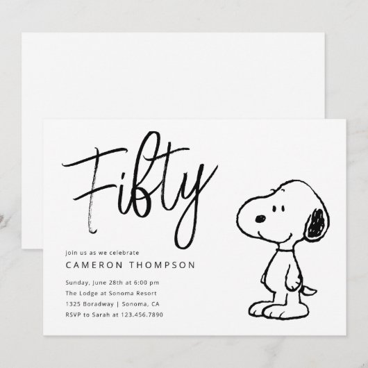Peanuts Snoopy - 50ste verjaardag Kaart (Voorkant / Achterkant)