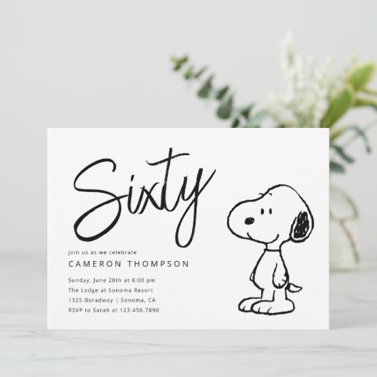 Peanuts Snoopy - 60ste verjaardag Kaart (Staand voorkant)