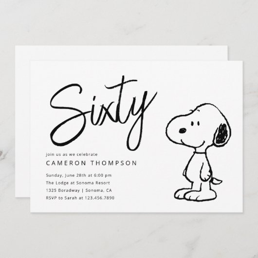 Peanuts Snoopy - 60ste verjaardag Kaart (Voorkant / Achterkant)