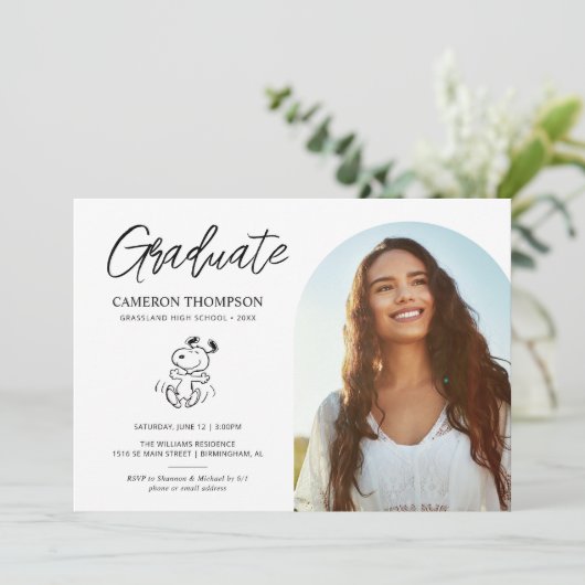 Peanuts Snoopy | Afstudeerfeest voor scholen Kaart (Staand voorkant)