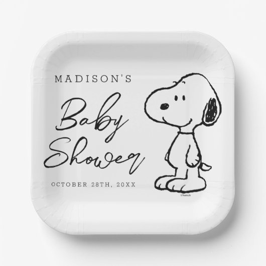 Peanuts Snoopy | BABY SHOWER Papieren Bordje (Voorkant)