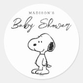 Peanuts Snoopy | BABY SHOWER Ronde Sticker (Voorkant)
