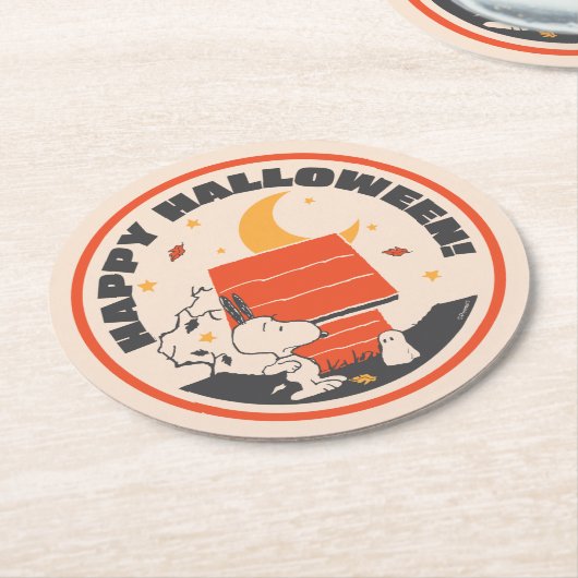 Peanuts |  Snoopy Bang Door Ghost Ronde Kartonnen Onderzetter (Gebogen)