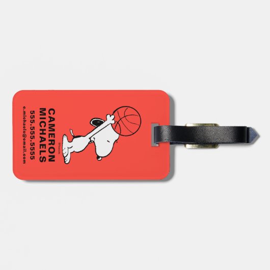 Peanuts | Snoopy Basketball Hoop Shot Bagagelabel (Achterkant horizontaal)