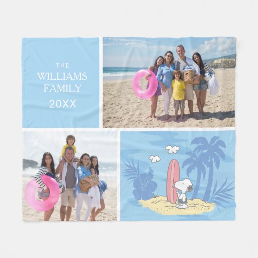 Peanuts | Snoopy Beach | Voeg Jouw namen en foto's Fleece Deken (Voorkant (Horizontaal))
