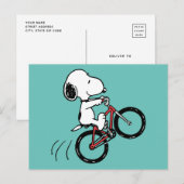 Peanuts | Snoopy Bicycle Wheelie Briefkaart (Voorkant / Achterkant)