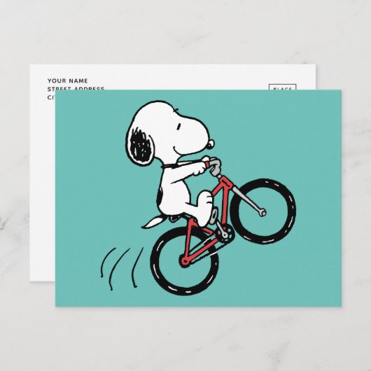 Peanuts | Snoopy Bicycle Wheelie Briefkaart (Voorkant / Achterkant)