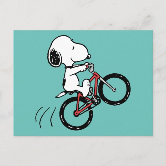 Peanuts | Snoopy Bicycle Wheelie Briefkaart (Voorkant)