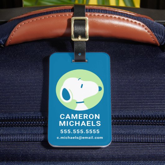 Peanuts | Snoopy Blauwe Deco Dromen Bagagelabel (Voorkant Insitu 2)