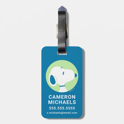 Peanuts | Snoopy Blauwe Deco Dromen Bagagelabel (Achterkant verticaal)