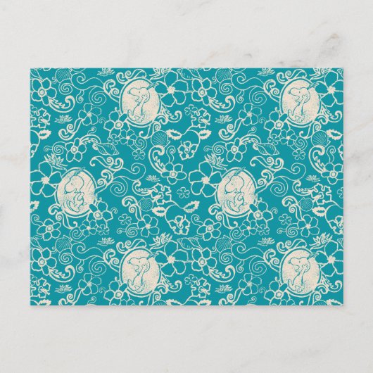 Peanuts | Snoopy Blauwgroen tropisch strandpatroon Briefkaart (Voorkant)