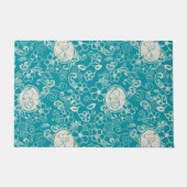 Peanuts | Snoopy Blauwgroen tropisch strandpatroon Deurmat (Voorkant)