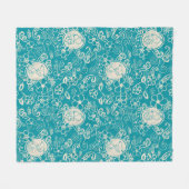 Peanuts | Snoopy Blauwgroen tropisch strandpatroon Fleece Deken (Voorkant (Horizontaal))