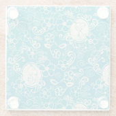 Peanuts | Snoopy Blauwgroen tropisch strandpatroon Glazen Onderzetter (Achterkant)