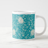 Peanuts | Snoopy Blauwgroen tropisch strandpatroon Grote Koffiekop (Rechts)