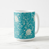 Peanuts | Snoopy Blauwgroen tropisch strandpatroon Koffiemok (Voorkant rechts)